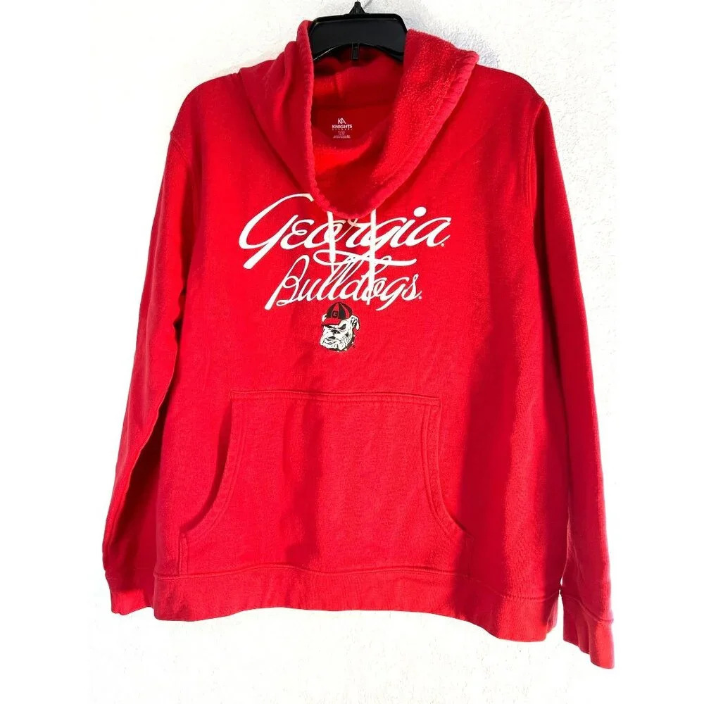 KA Knights Apparel Womens Graphic Sweatshirt With Slouch Collar Bulldogs Red Siz